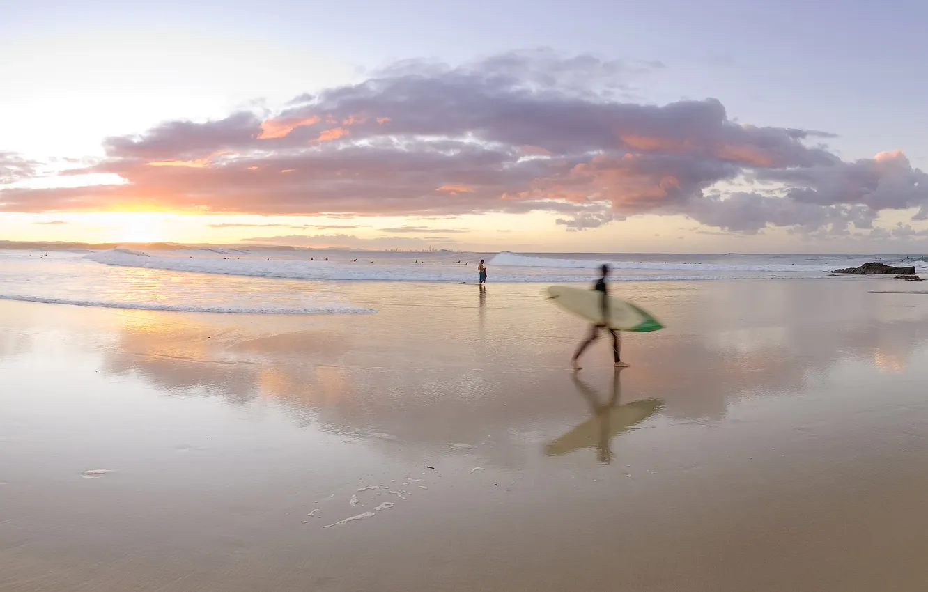 Photo wallpaper sea, shore, people