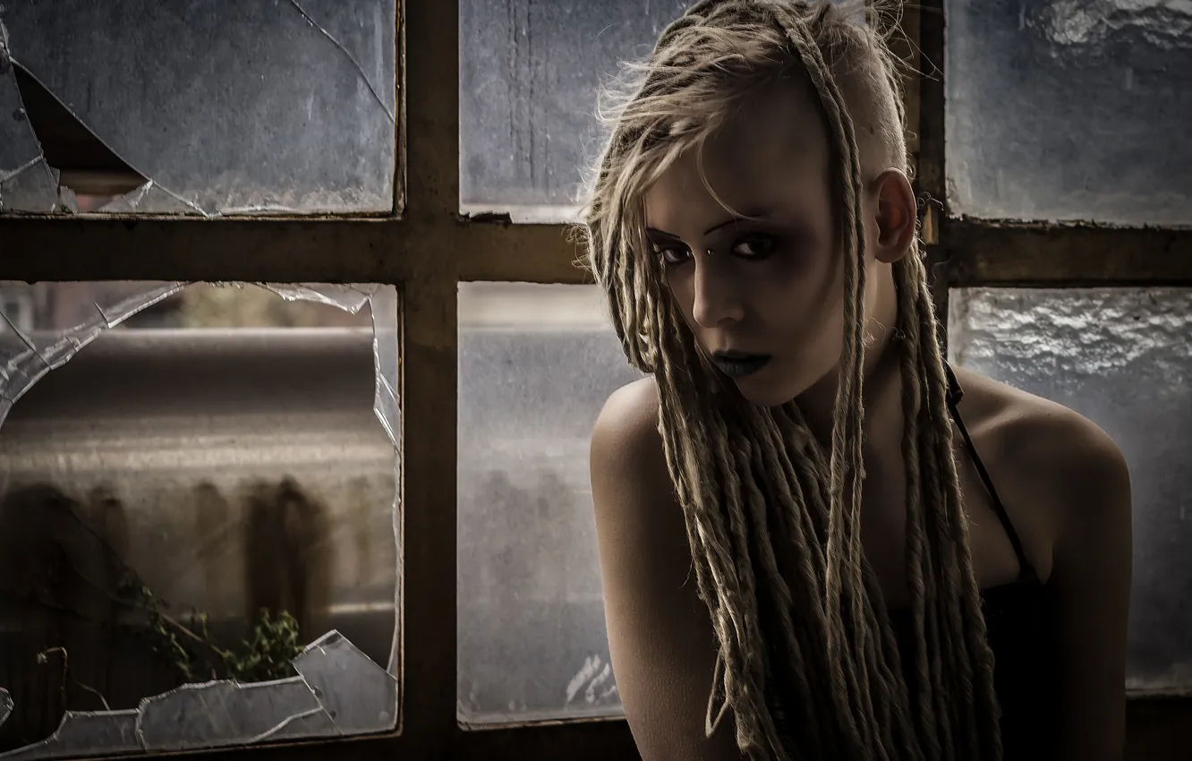 Photo wallpaper look, girl, window