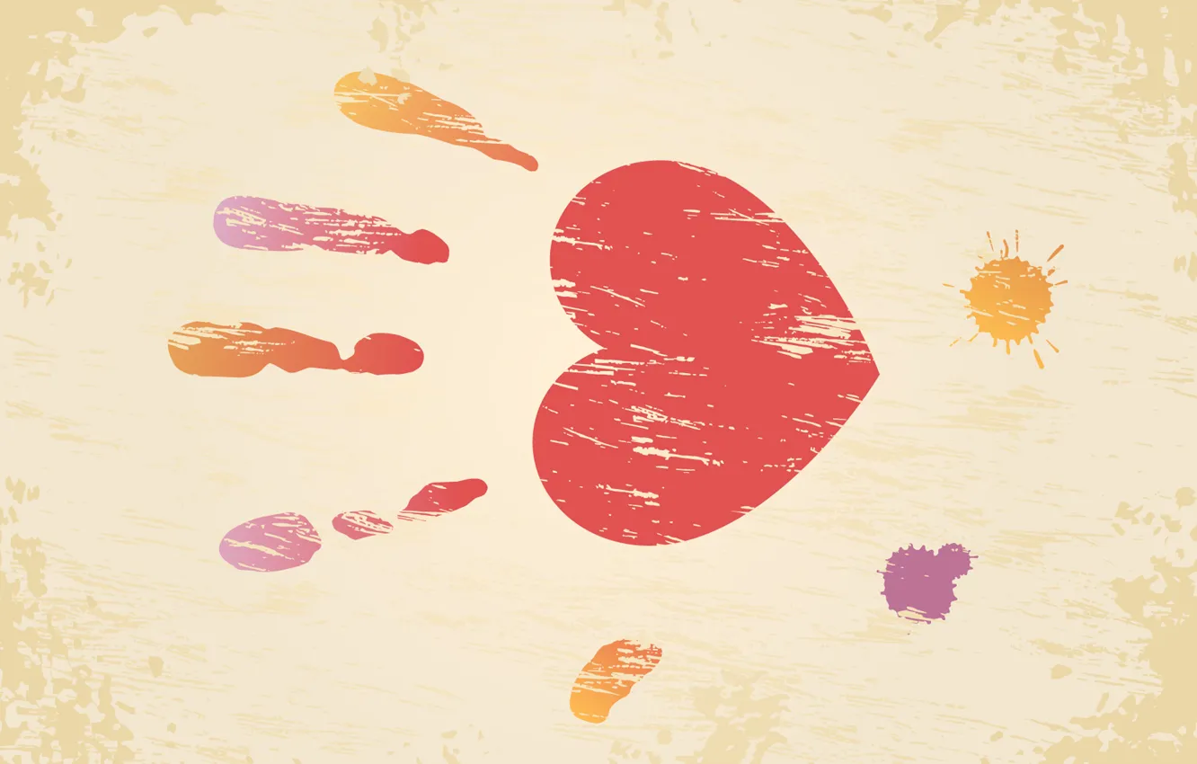 Photo wallpaper heart, blot, Valentine's day, palm, Valentine's day, imprint, valentines day