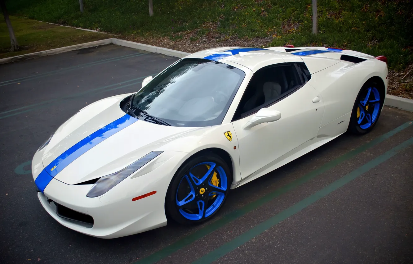Photo wallpaper Ferrari, 458, Italia, Supercar, Edition, Blue/White