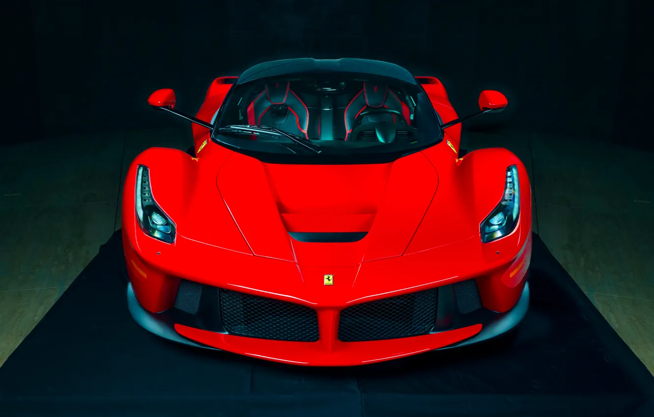 Photo wallpaper Ferrari, Red, Hot, Power, Front, Color, Supercar, LaFerrari
