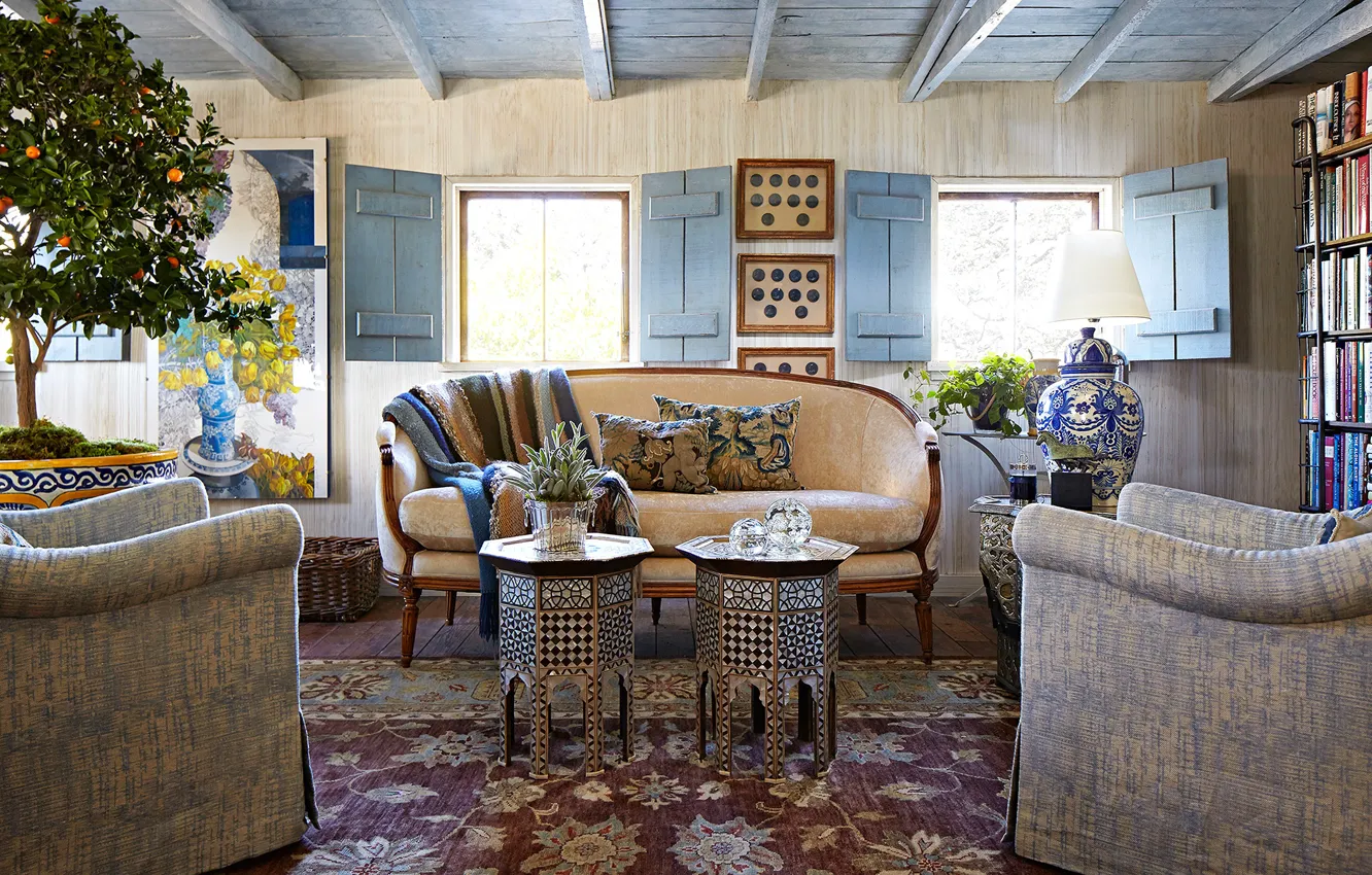 Photo wallpaper design, style, interior, picture, chair, library, sofa, living room