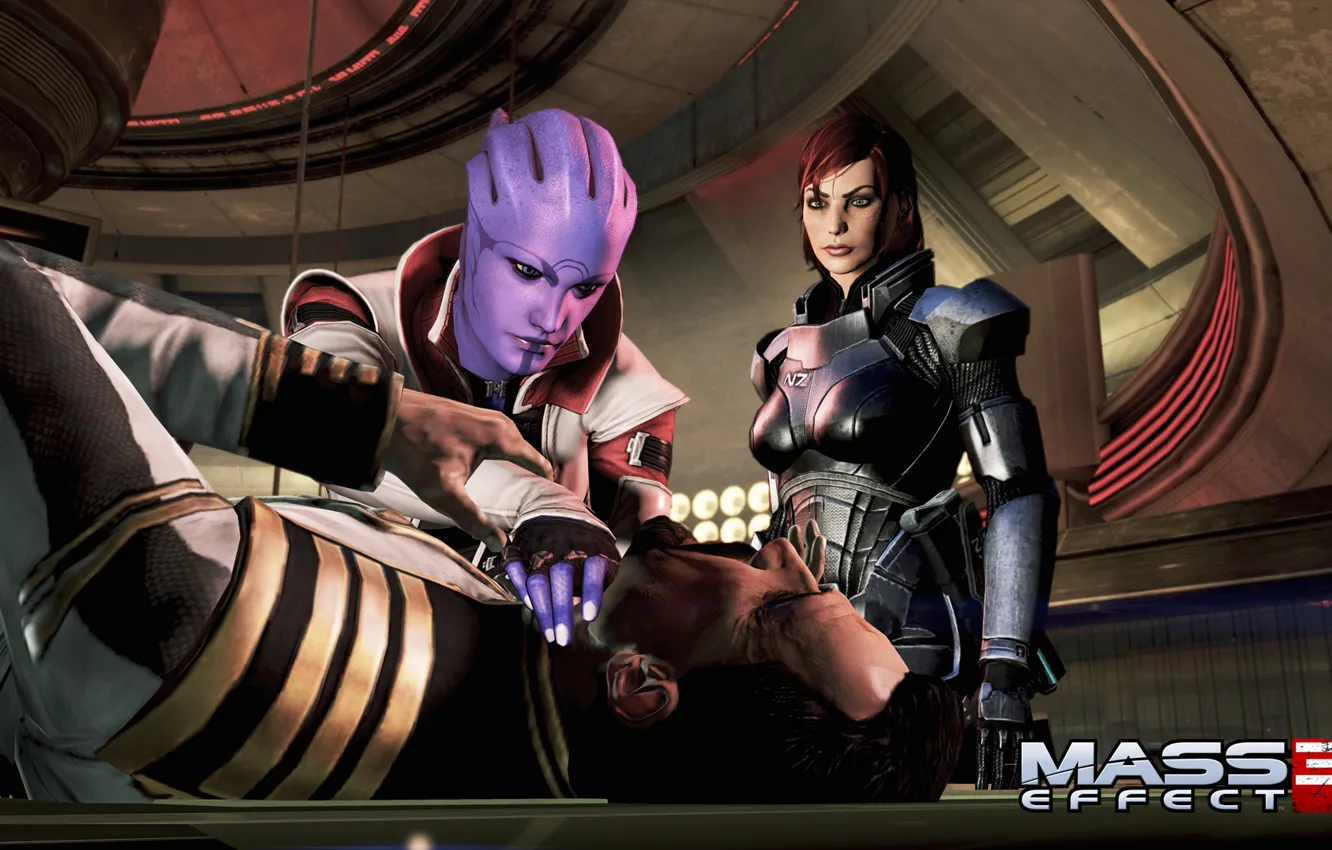 Photo wallpaper Shepard, Mass Effect 3, DLC Omega, Aria T Of Look, choking, Female Shepard, General Petrovsky
