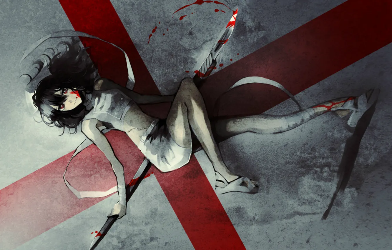 Photo wallpaper blood, cross, blade, spot, nurse, bandages, scalpel