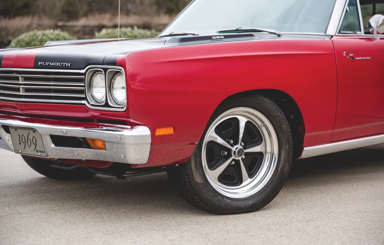 Photo wallpaper 1969, close-up, Plymouth, wheel, Road Runner, Plymouth Road Runner Convertible