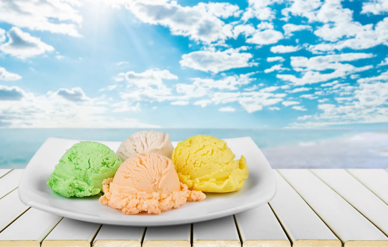 Photo wallpaper the sky, ice cream, sweets, ice cream