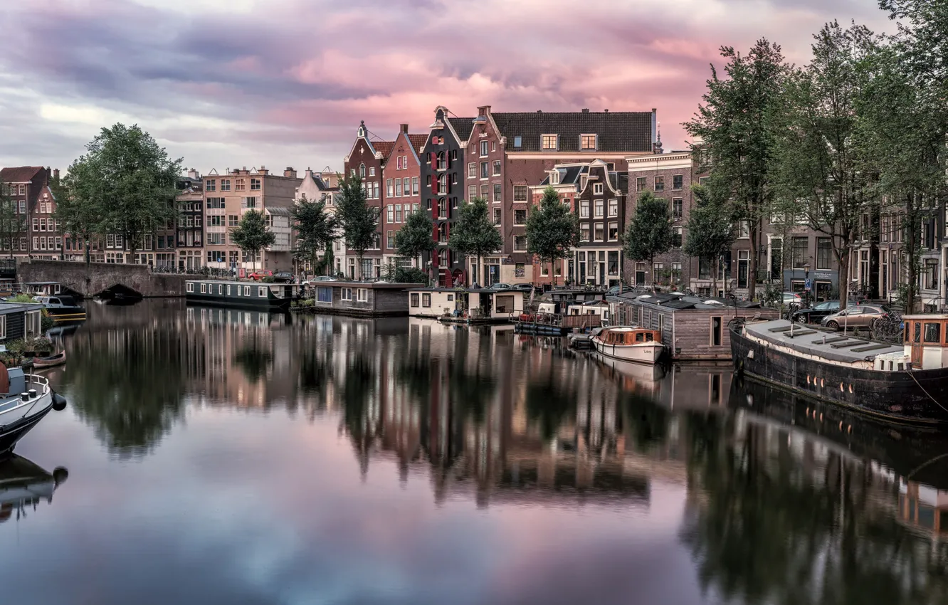 Photo wallpaper Amsterdam, Netherlands, Amsterdam, Holland, Kromme Waal