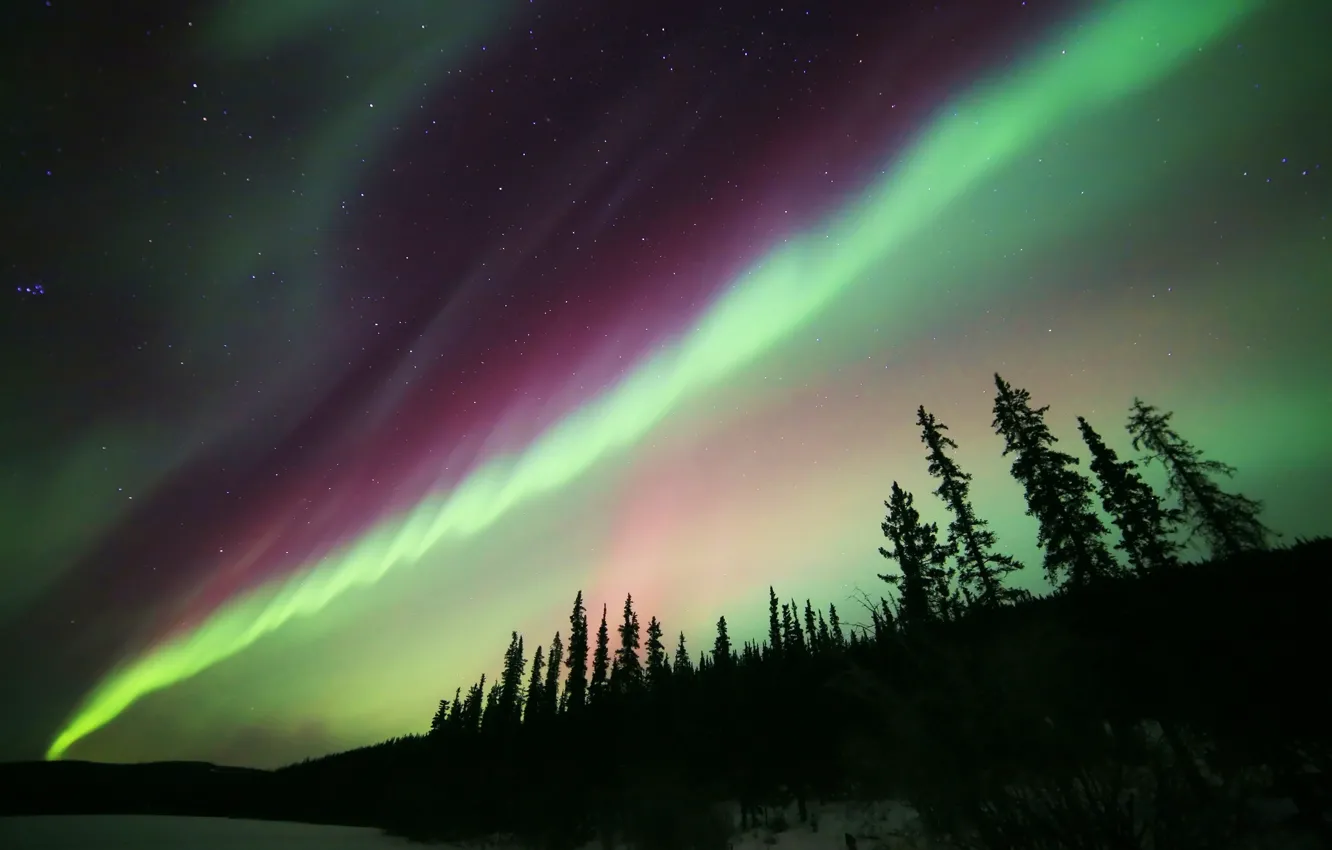 Photo wallpaper stars, night, nature, Northern lights, Aurora Borealis