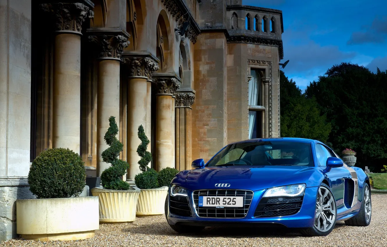 Photo wallpaper car, machine, home, house, sky, under, Audi R8 V10, 3000x2079