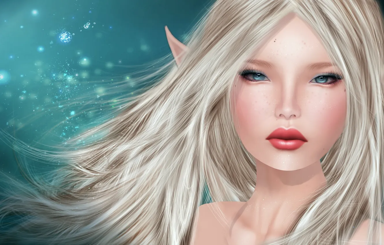 Photo wallpaper girl, elf, portrait, blonde, ears