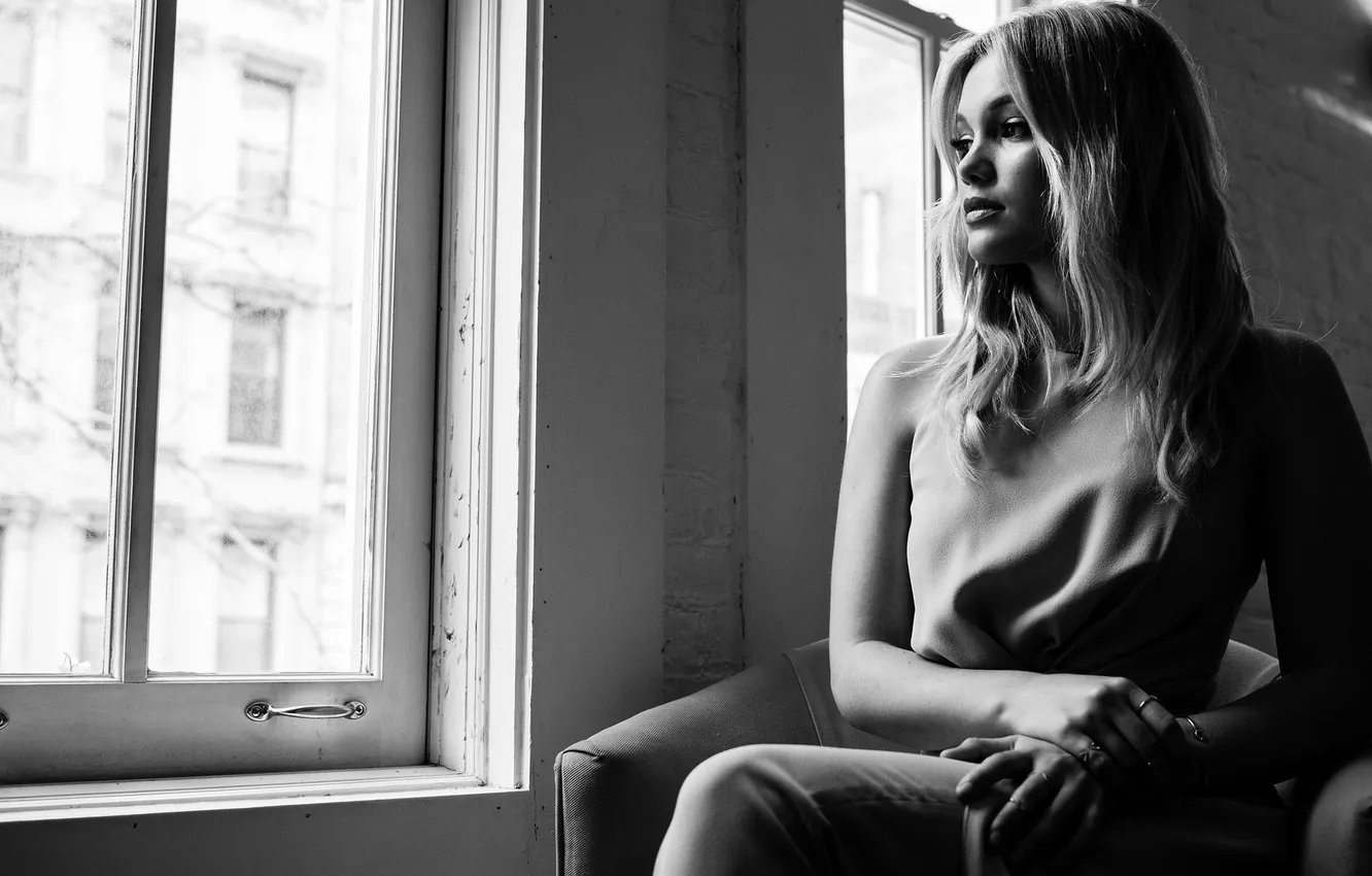 Photo wallpaper girl, black and white, Olivia Holt, Olivia Holt