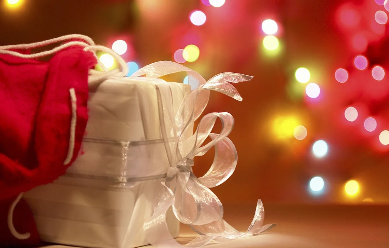 Photo wallpaper white, light, lights, gift