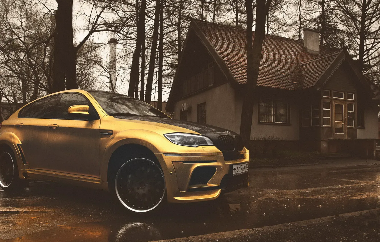 Photo wallpaper BMW, X6M, yellow matte chrome, hamann tycoon evo m