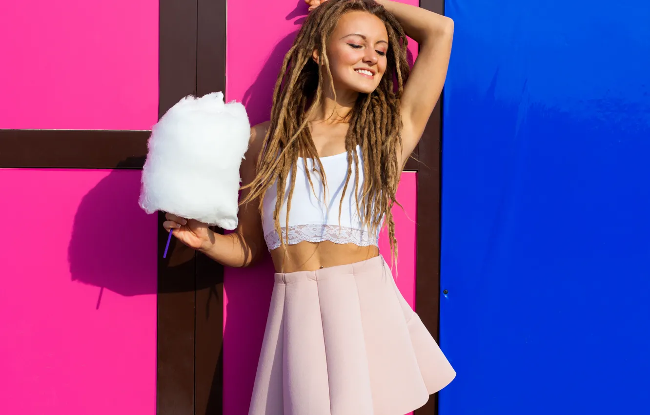 Photo wallpaper girl, the sun, pose, makeup, hairstyle, braids, brown hair, topic