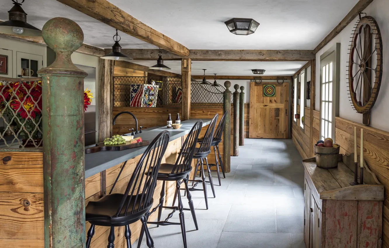 Photo wallpaper design, style, interior, Connecticut, Connecticut, a new rustic aesthetic, hand-forged iron, rustic atmosphere