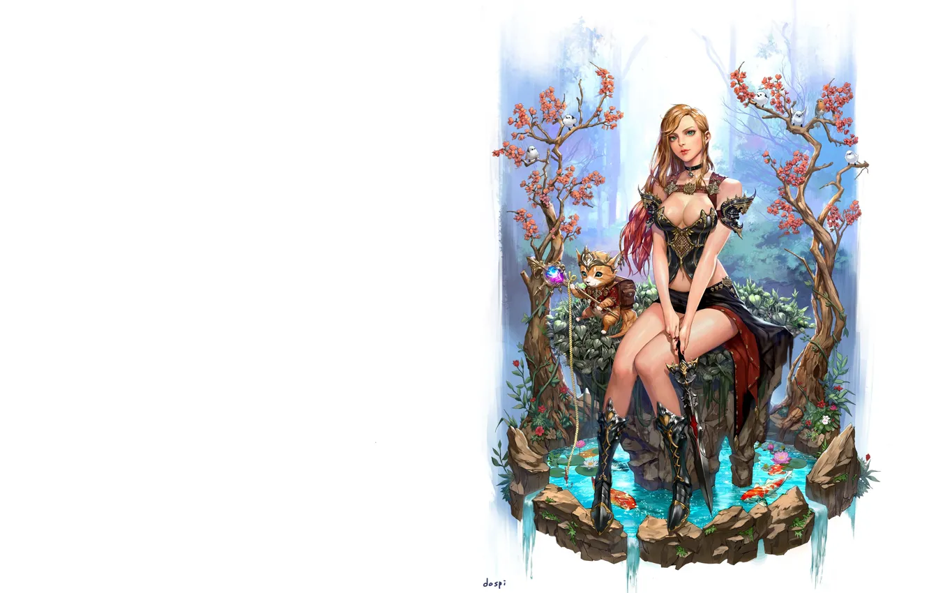 Photo wallpaper girl, spring, fantasy, forest, jungmin jin- dospi