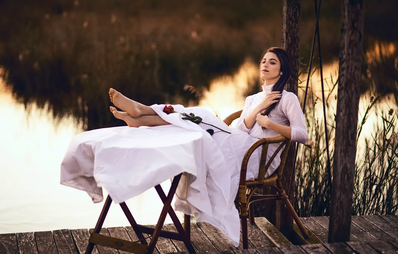 Photo wallpaper girl, roses, Marta Belda