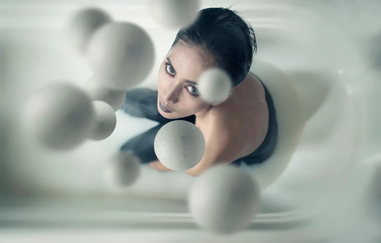 Photo wallpaper look, drops, balls, makeup, Milky Balls