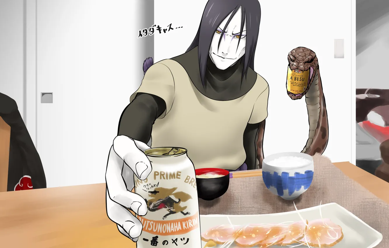 Photo wallpaper table, snakes, male, drinks, Naruto, Naruto, Orochimaru, Orochimaru