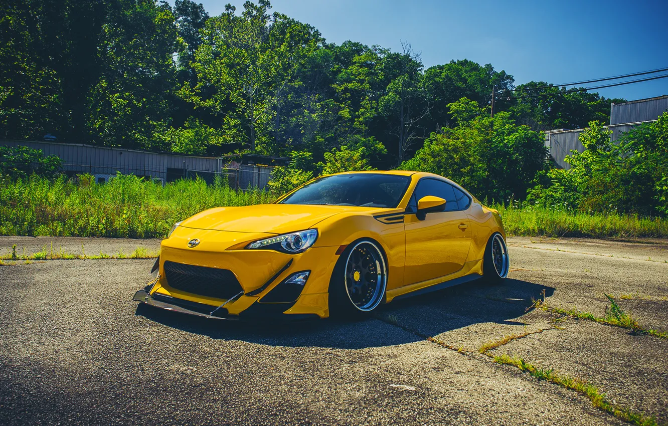 Photo wallpaper Yellow, Summer, Stance, Low, FR-S, Scion, Ligth