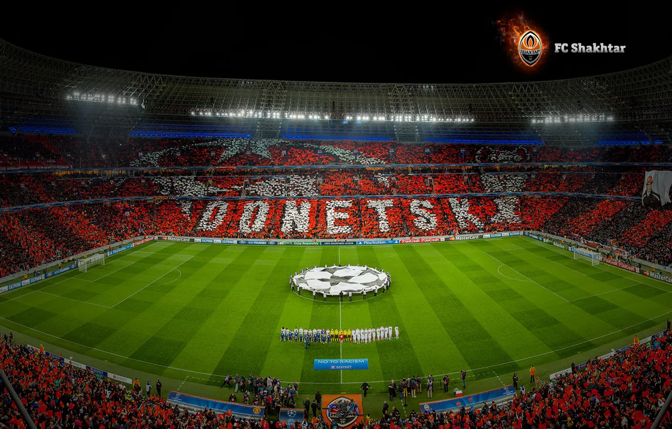 Photo wallpaper Field, Orange, Ukraine, Donetsk, Miner, Stadium, Manchester United, Performance