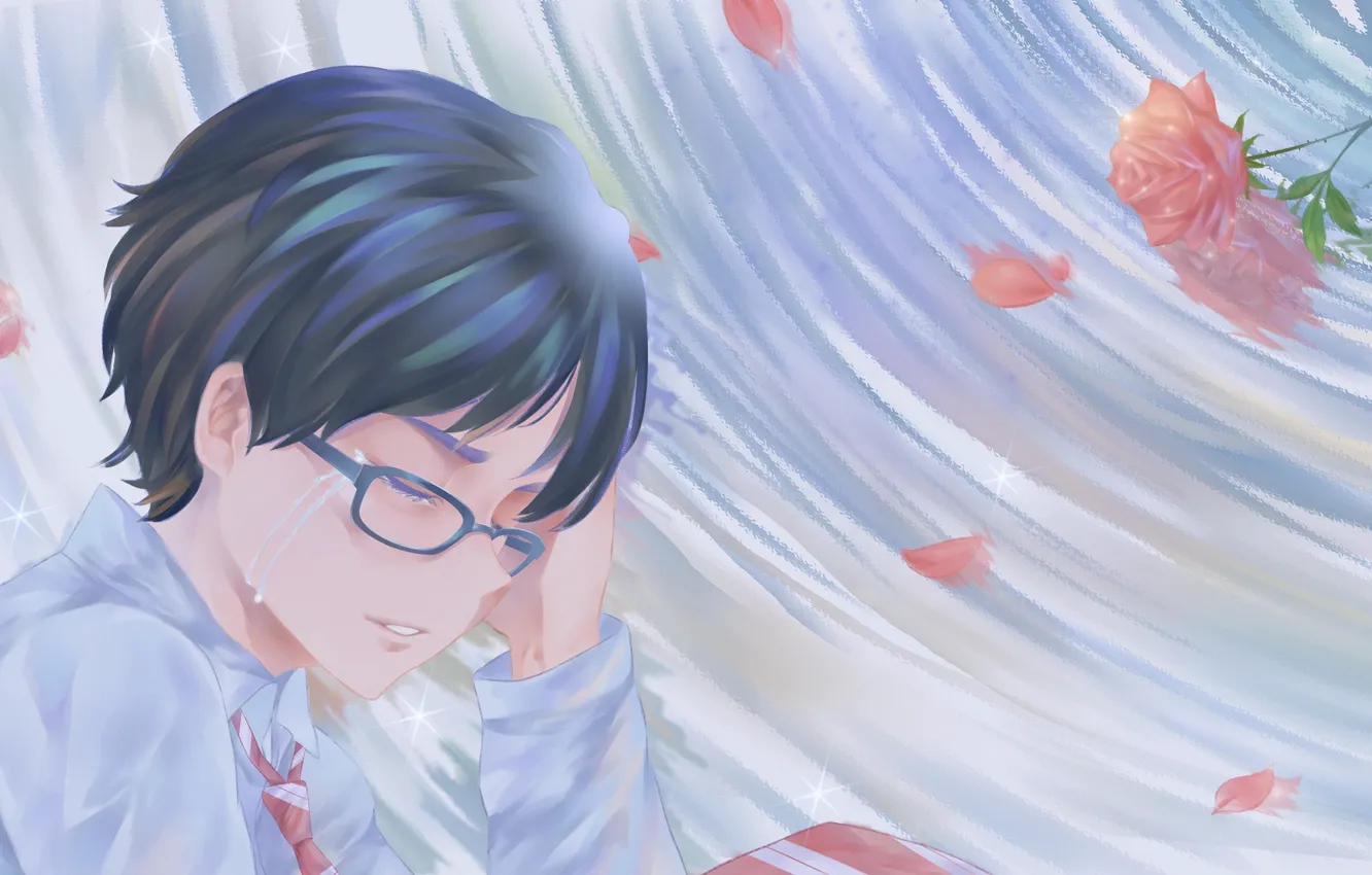 Photo wallpaper rose, vortex, guy, Shigatsu wa Kimi no Uso, Your April Lie