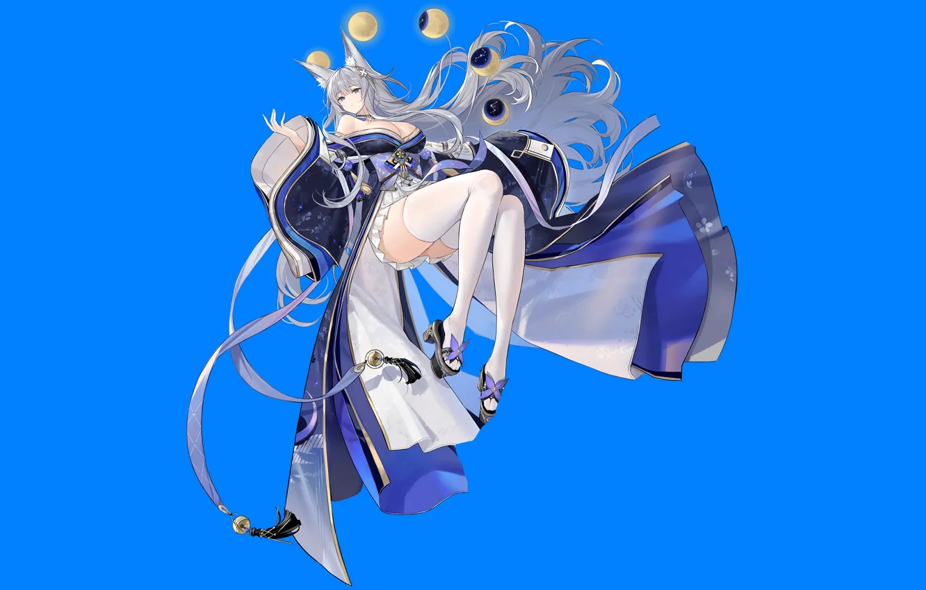 Photo wallpaper girl, sexy, cleavage, thighhighs, long hair, dress, boobs, anime