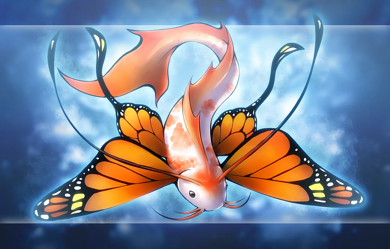Photo wallpaper butterfly, fish, being