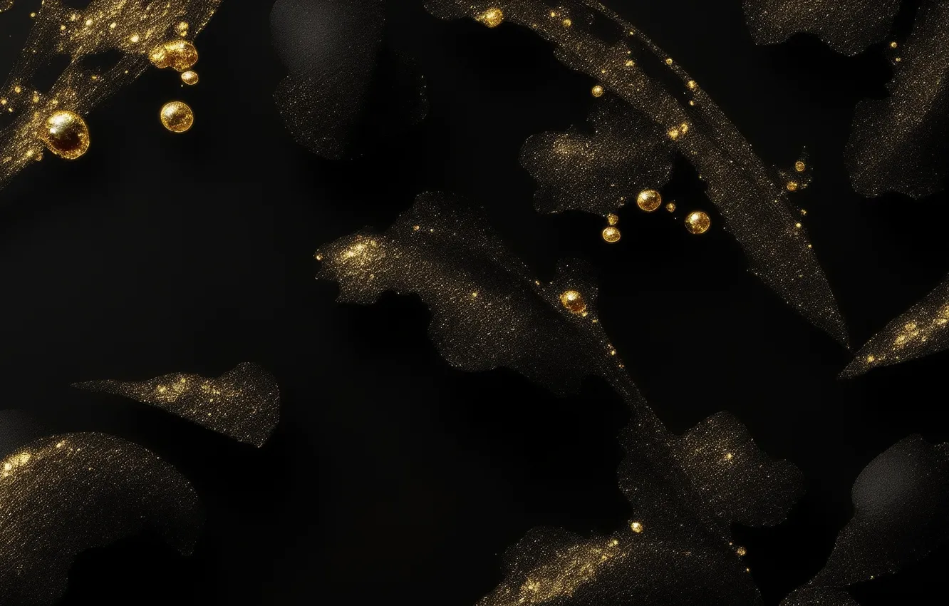 Photo wallpaper Black Color, metal, gold, Wallpaper, black, black and gold, gold sparkles, black and gold