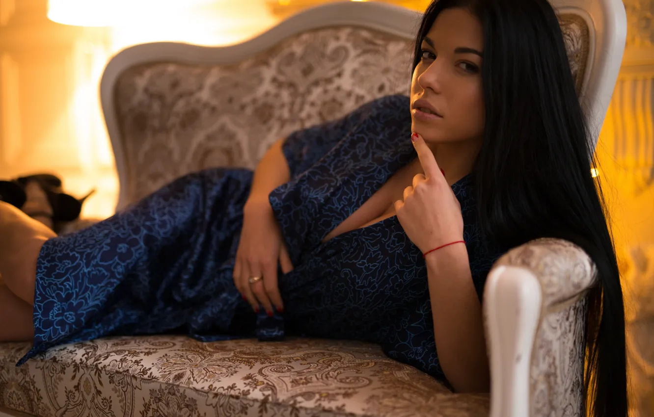 Photo wallpaper chest, look, girl, face, pose, glare, background, sweetheart