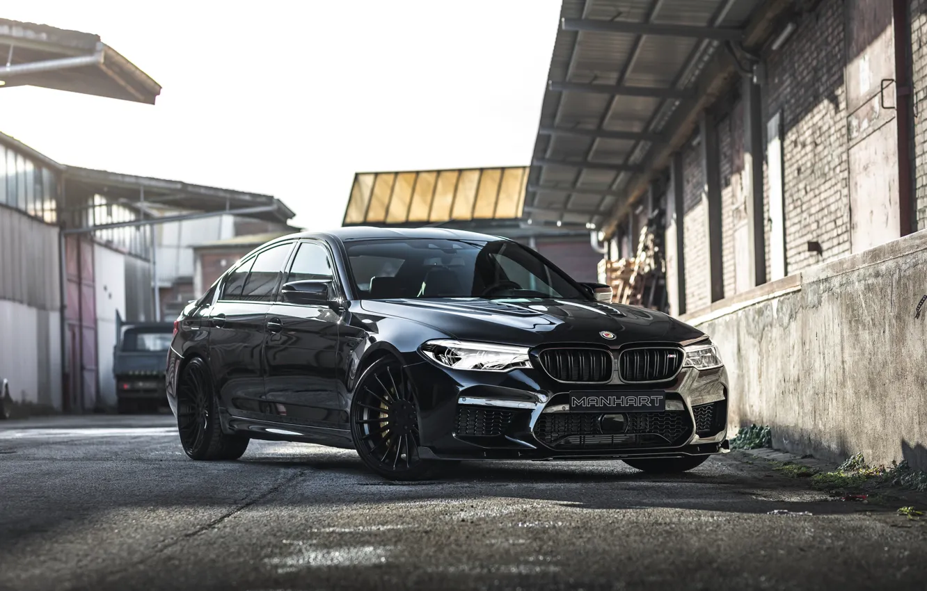 Photo wallpaper BMW, Front, Black, M5 F90, BMW M5 F90, Warehouses, MH5, Manhart MH5