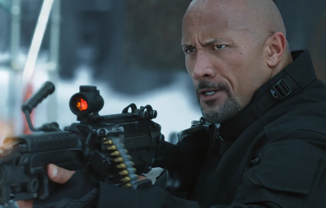 Photo wallpaper cinema, gun, weapon, The Rock, Dwayne Johnson, film, Luke Hobbs, Dwayne Douglas Johnson