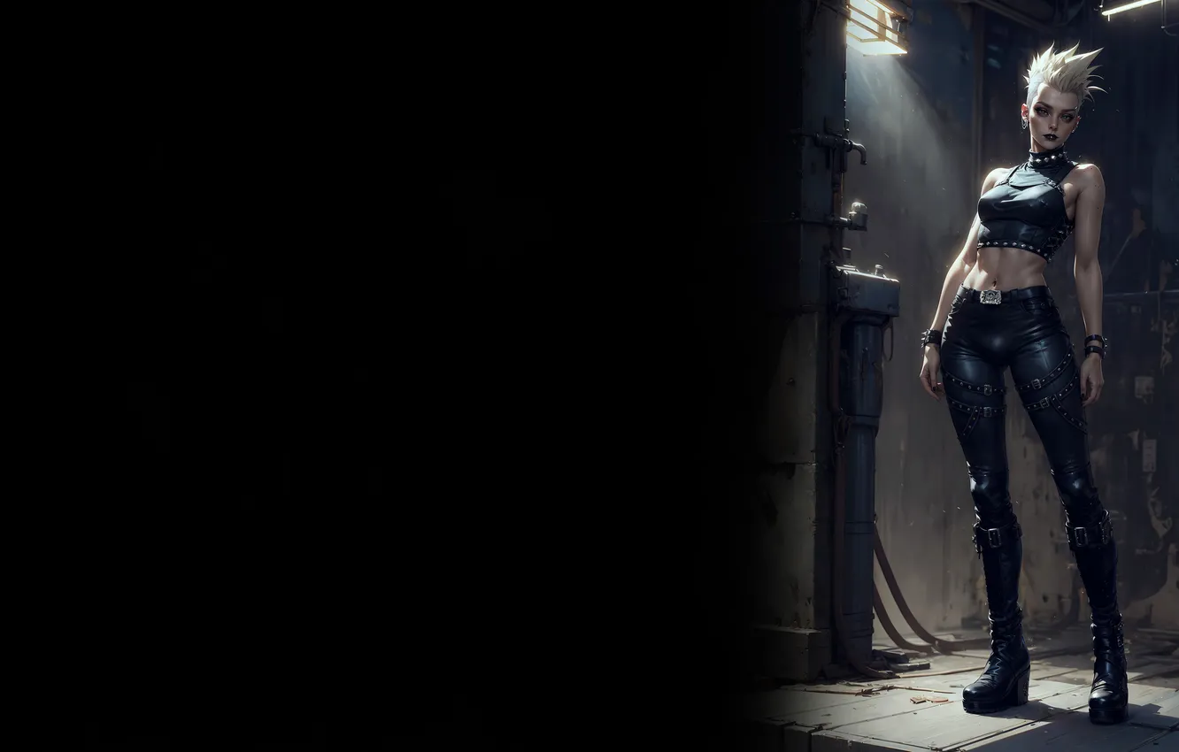 Photo wallpaper girl, punk, black background