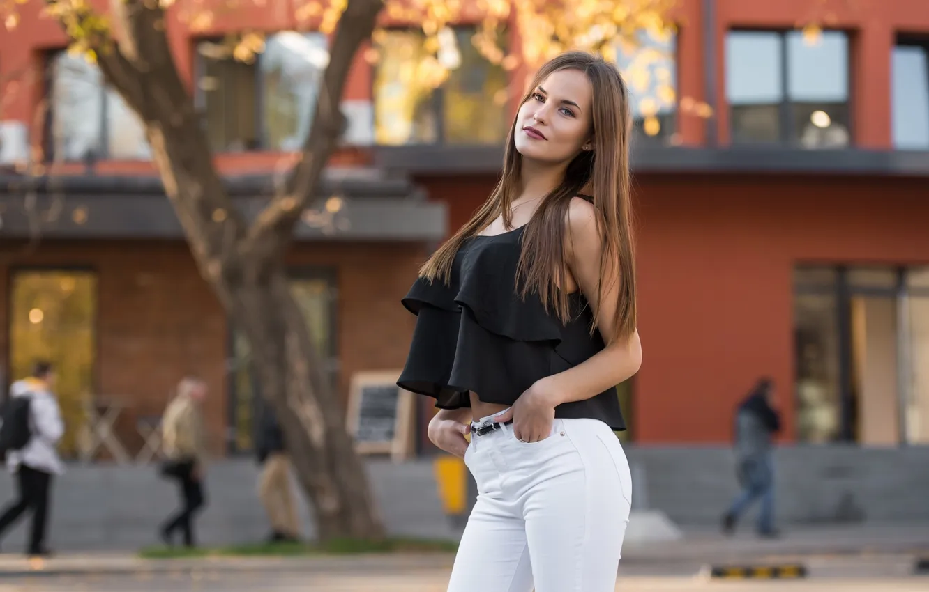 Photo wallpaper girl, sexy, Wallpaper, sweetheart, model, bright, portrait, jeans