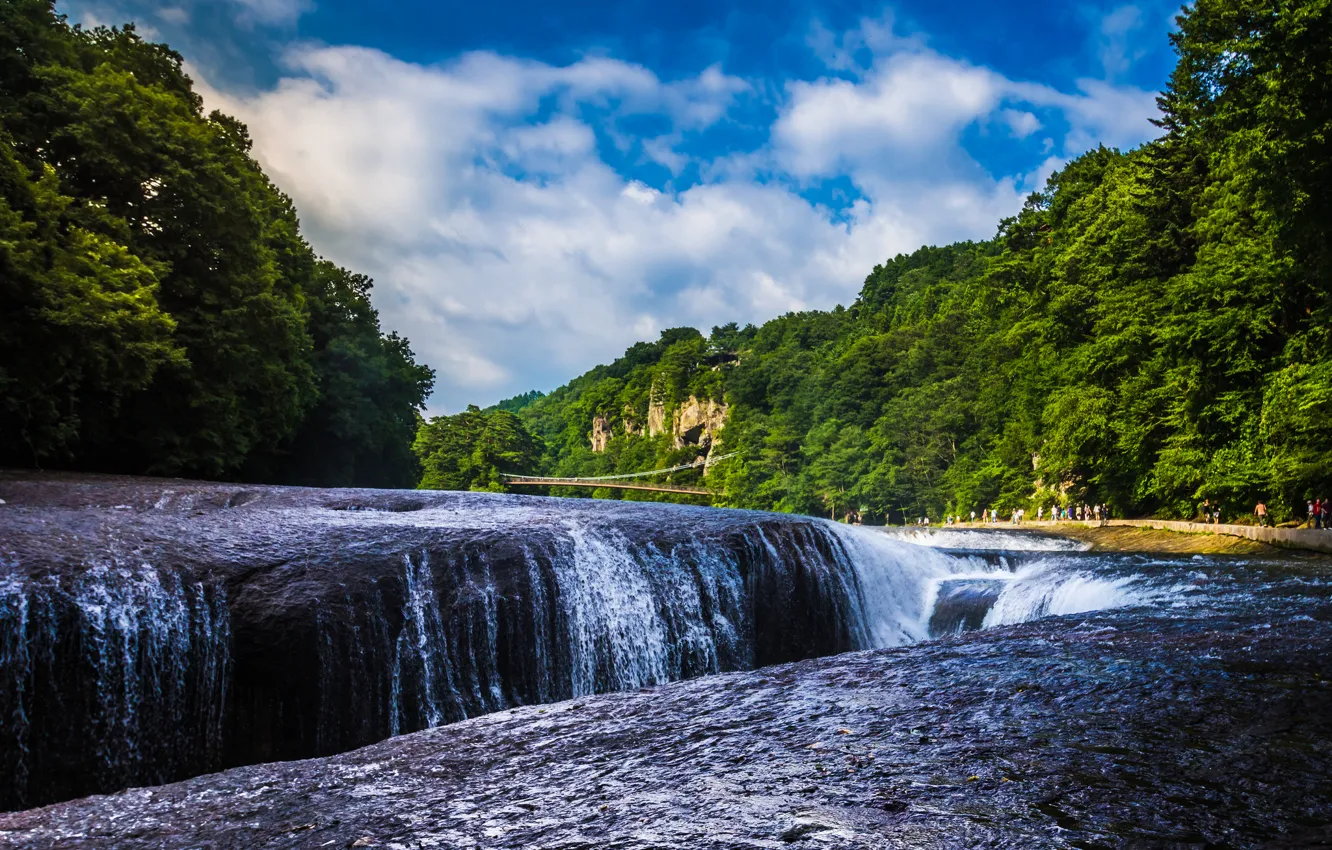 Photo wallpaper forest, river, waterfall, Japan, Japan, waterfall Fukiware, Gunma, Katashina River