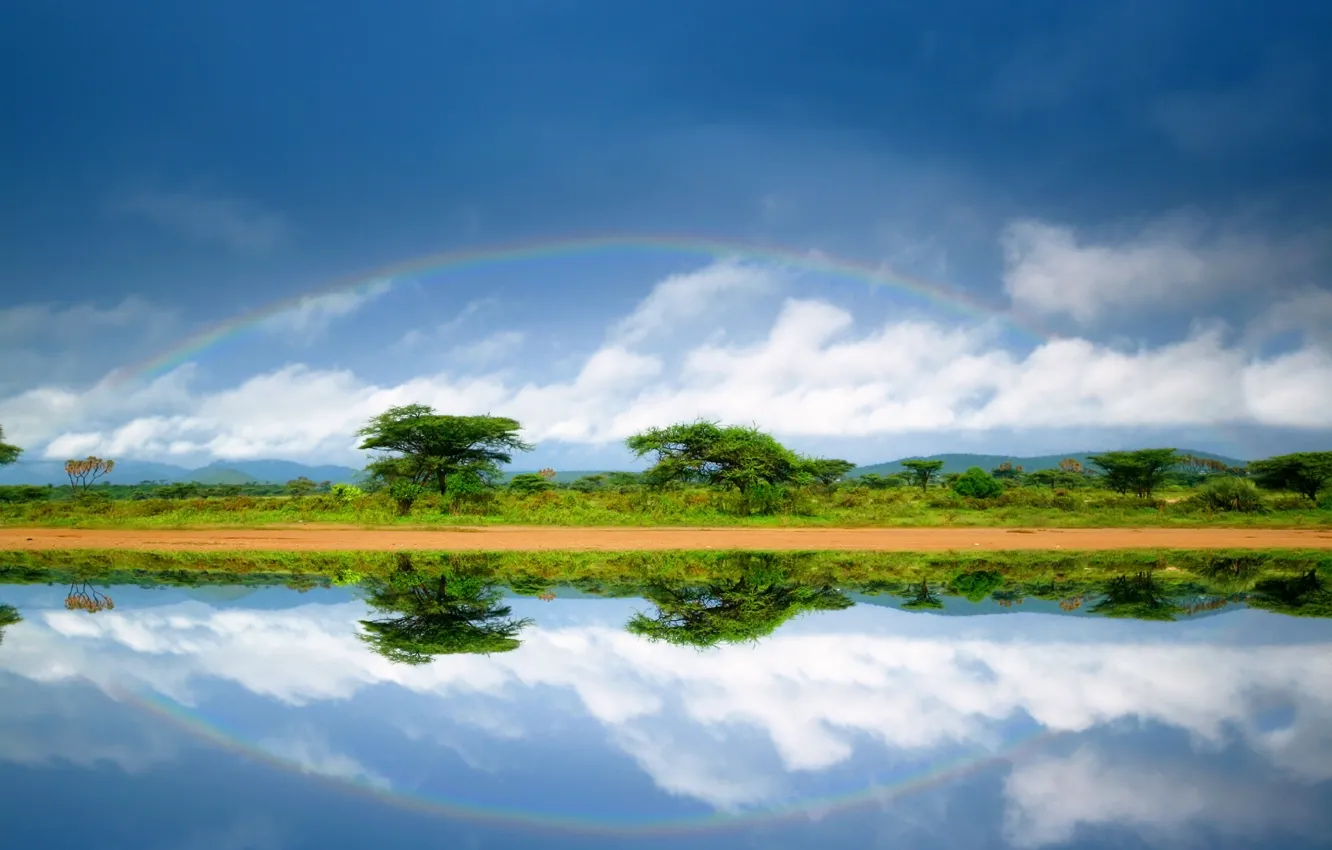 Photo wallpaper road, river, exotic, Kenya, African landscape