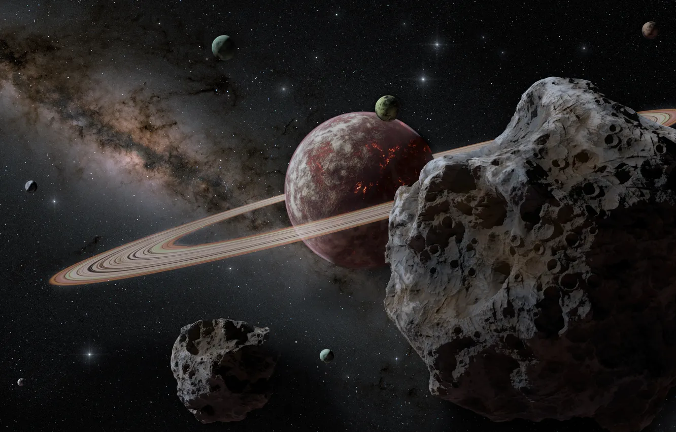 Photo wallpaper Space, planet, rings