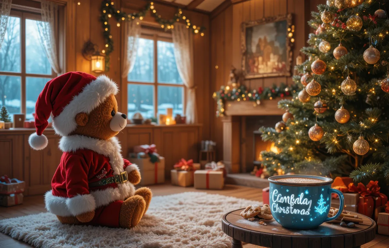 Photo wallpaper light, lights, comfort, room, gift, toy, new year, window