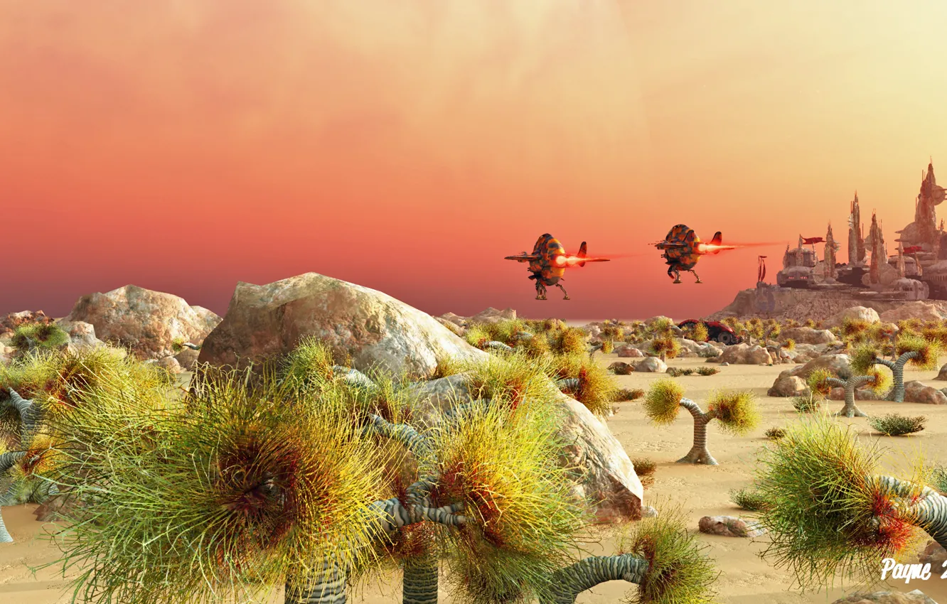 Photo wallpaper stones, plant, planet, station, the atmosphere, this is not mars