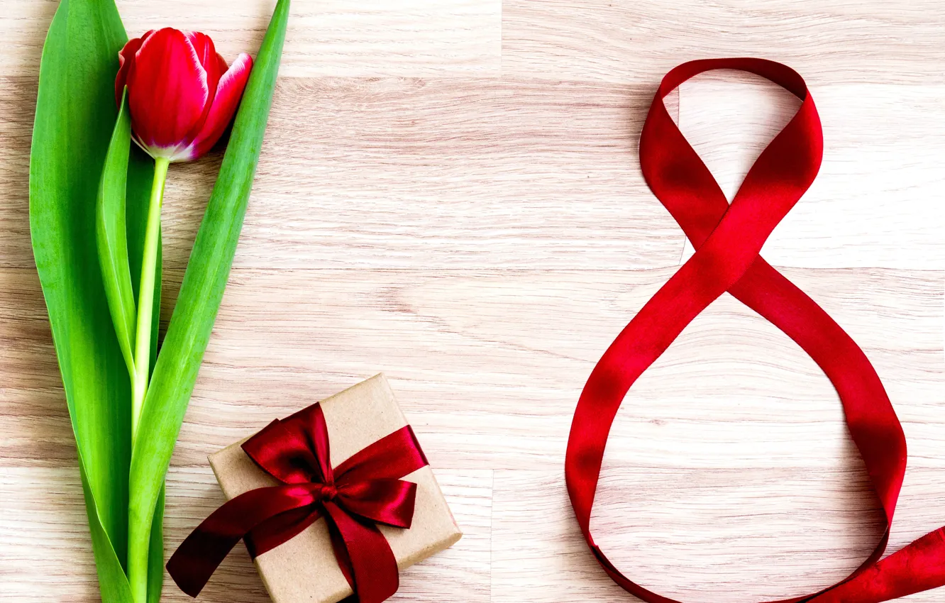 Photo wallpaper flowers, tape, tulips, red, love, March 8, romantic, tulips