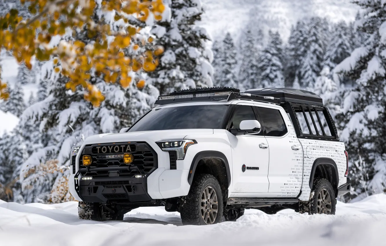 Photo wallpaper Concept, white, Toyota, snow, SEMA, 2022, SEMA 2022, Toyota Trailhunter Concept