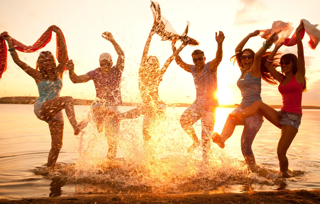 Photo wallpaper beach, mood, dance, party, fun, youth