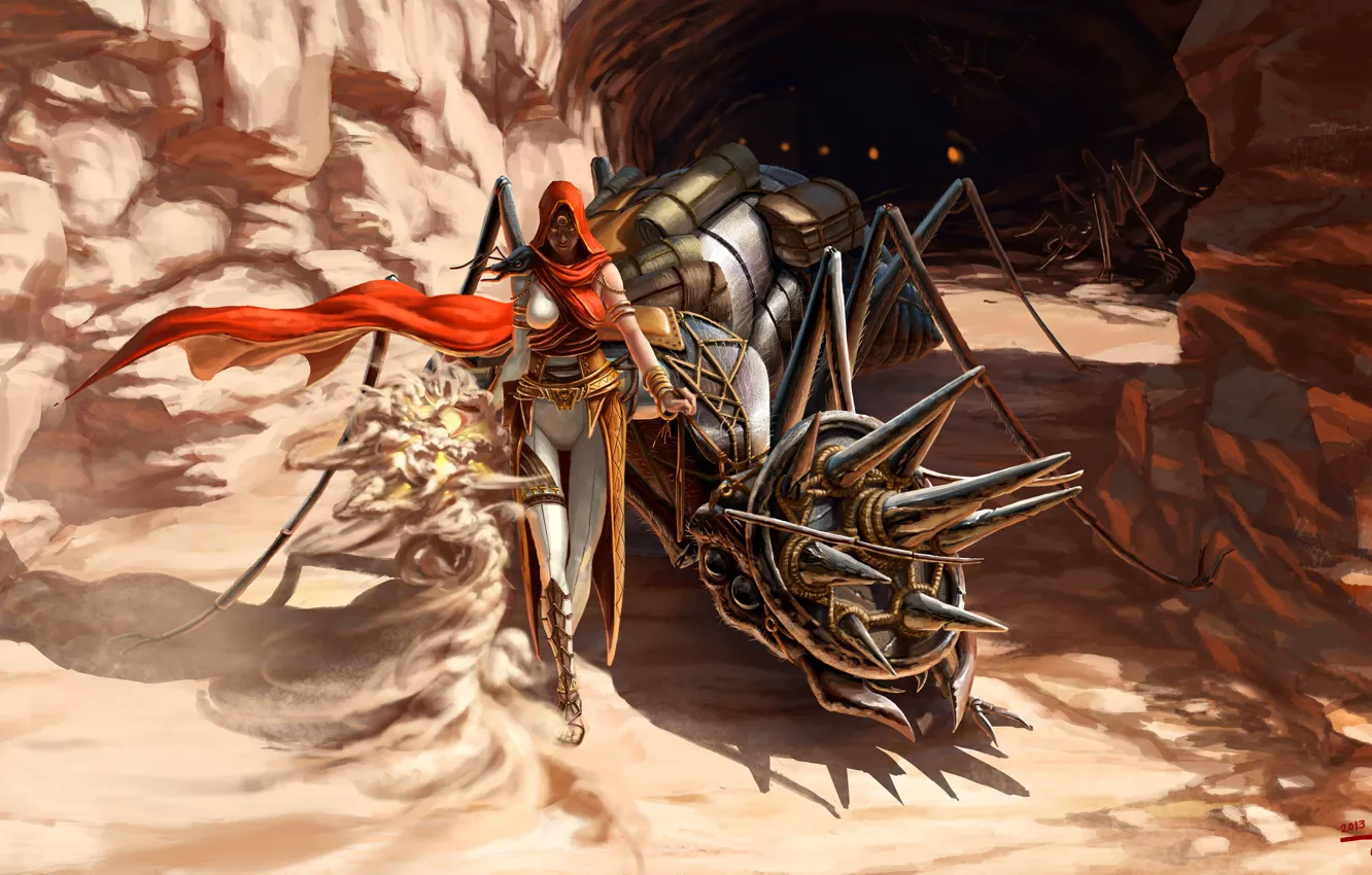 Photo wallpaper sand, girl, monster, being, ants, art, spikes, MAG