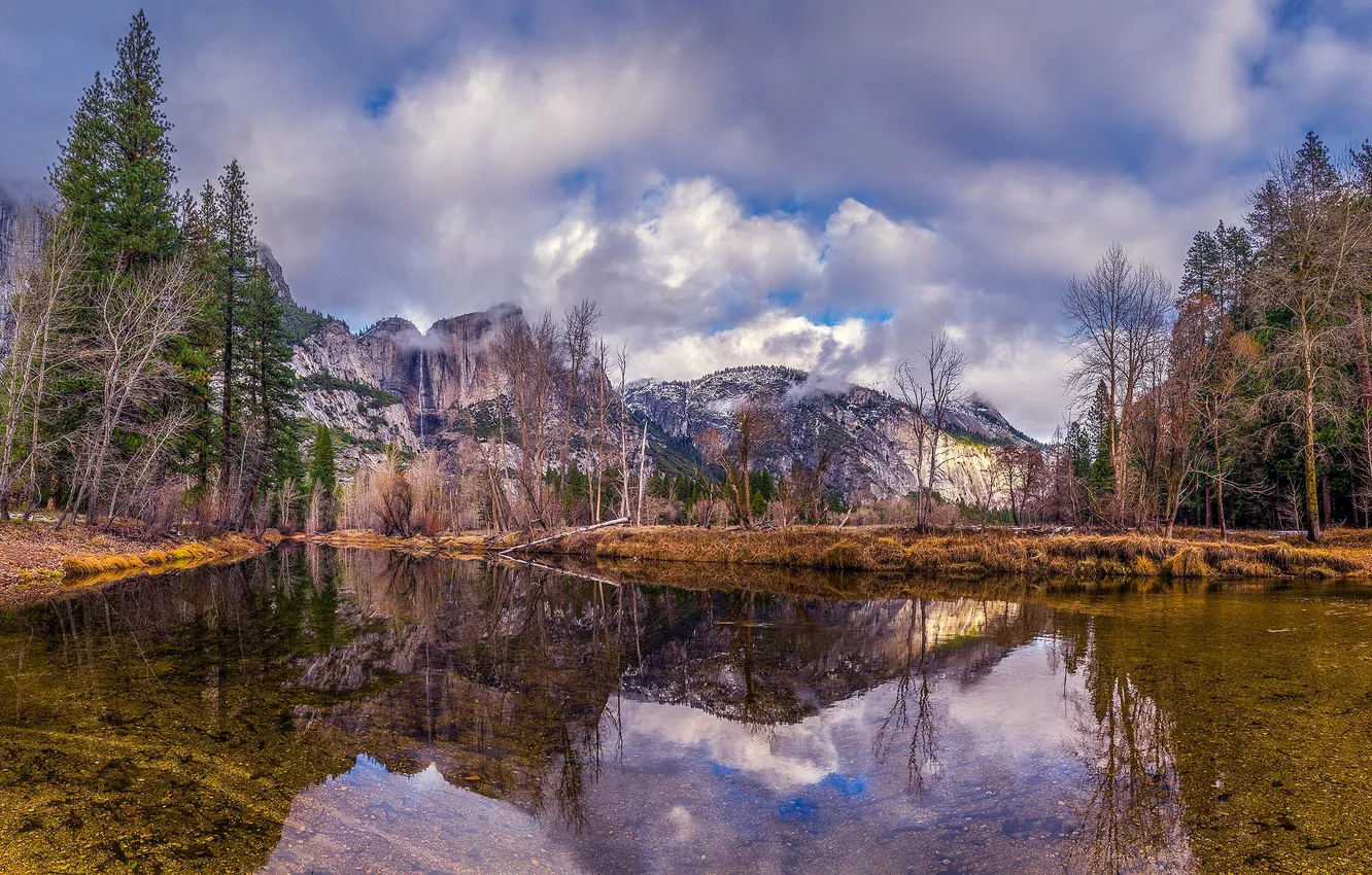 Photo wallpaper mountains, nature, lake