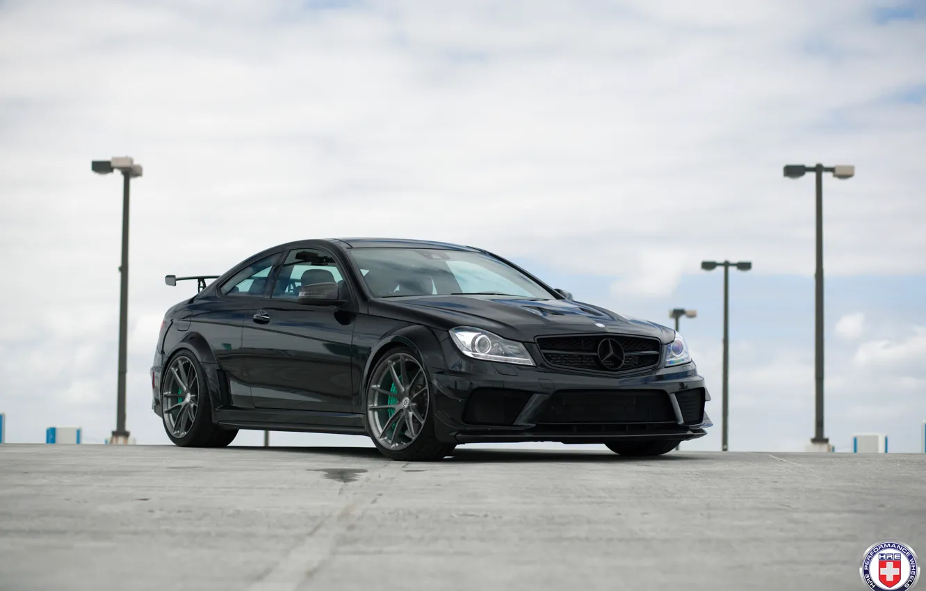 Photo wallpaper Mercedes, AMG, Black, Series, C63, HRE