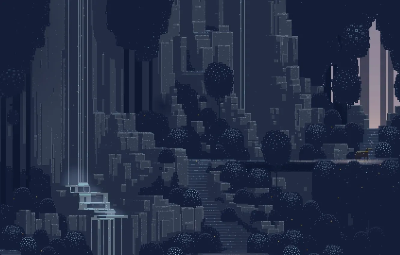 Photo wallpaper the city, the game, art, pixels, 8bit, 16bit, Sword & Sworcery, Superbrothers: Sword & Sworcery