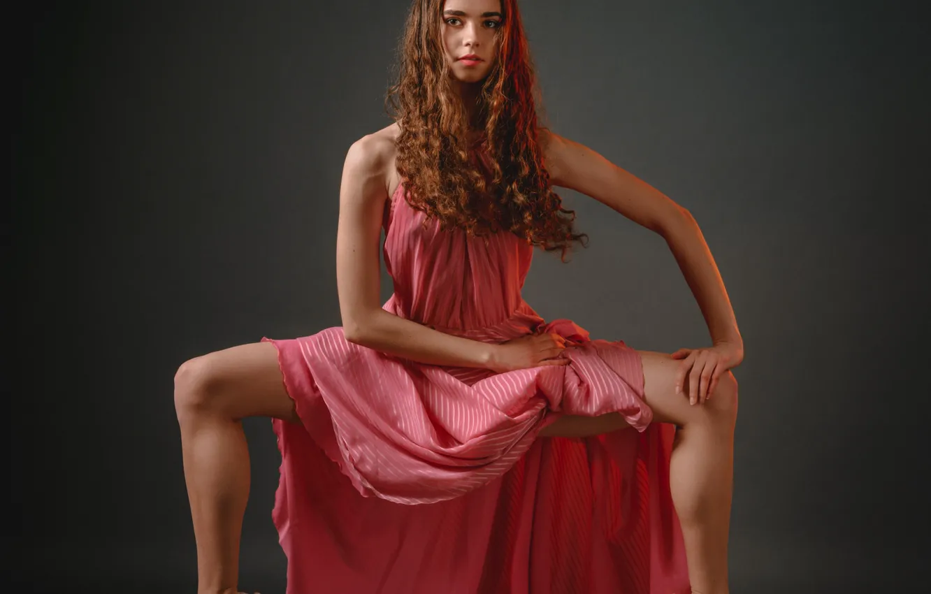 Photo wallpaper girl, pose, background, dress, ballerina, curls, Saul Ke, Saul Kerikas