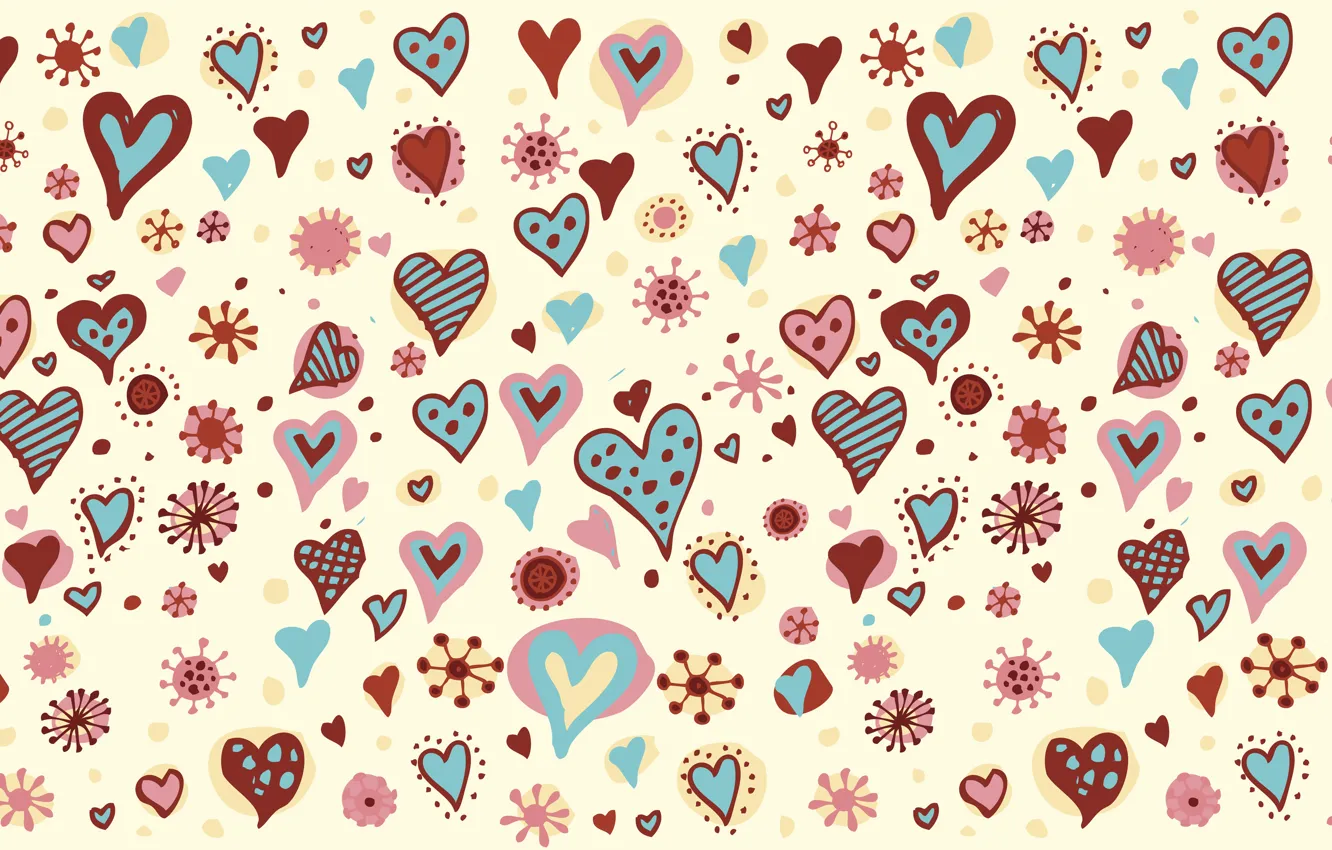 Photo wallpaper holiday, heart, vector, texture, heart, drawings, hearts, widescreen Wallpaper