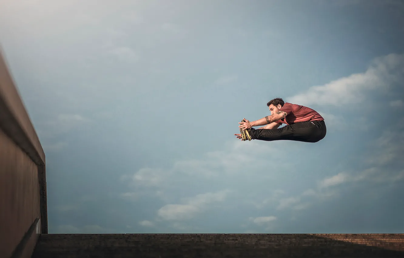 Photo wallpaper jump, athlete, flight