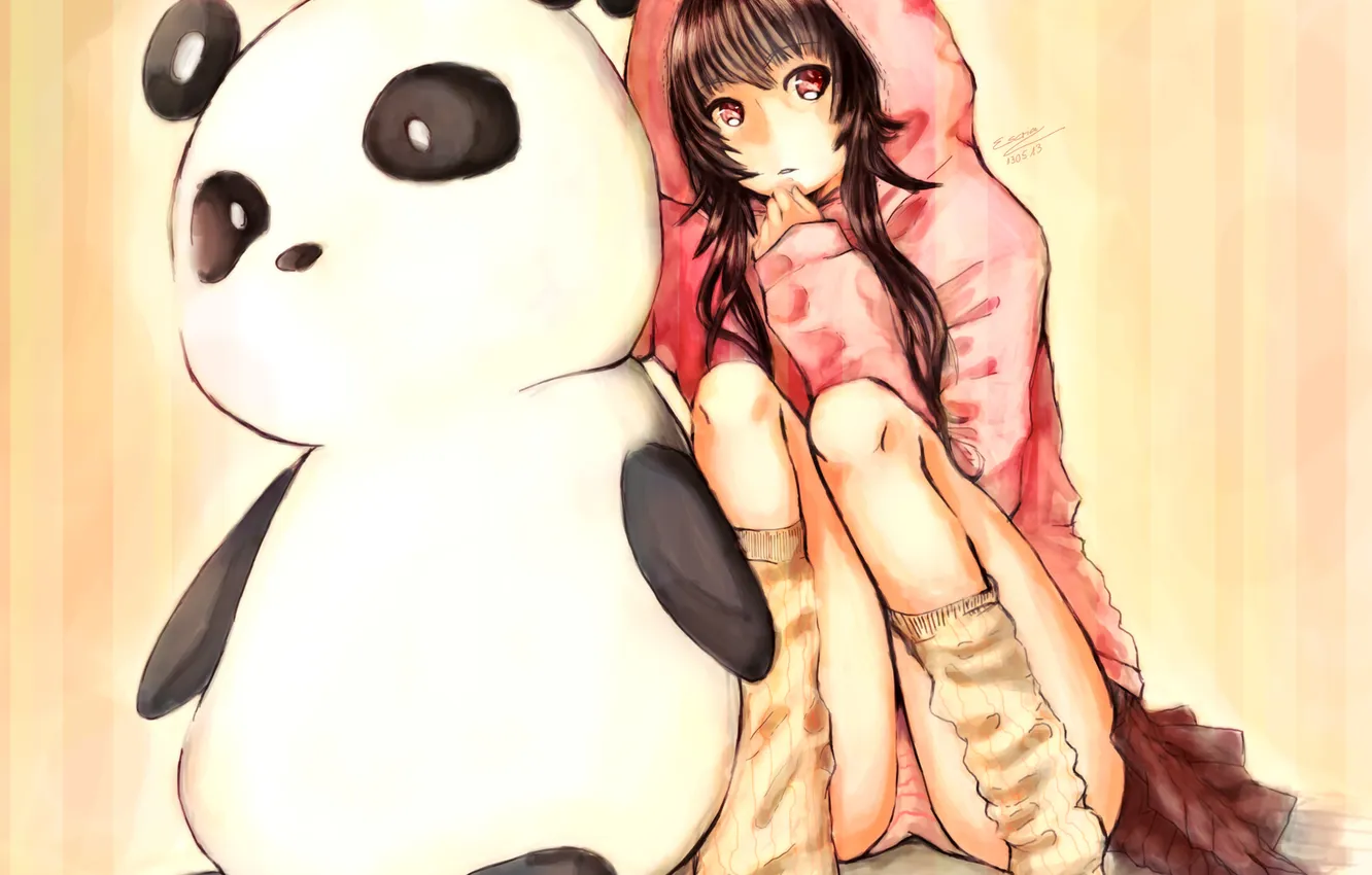Photo wallpaper look, girl, panties, surprise, Panda, art, escria